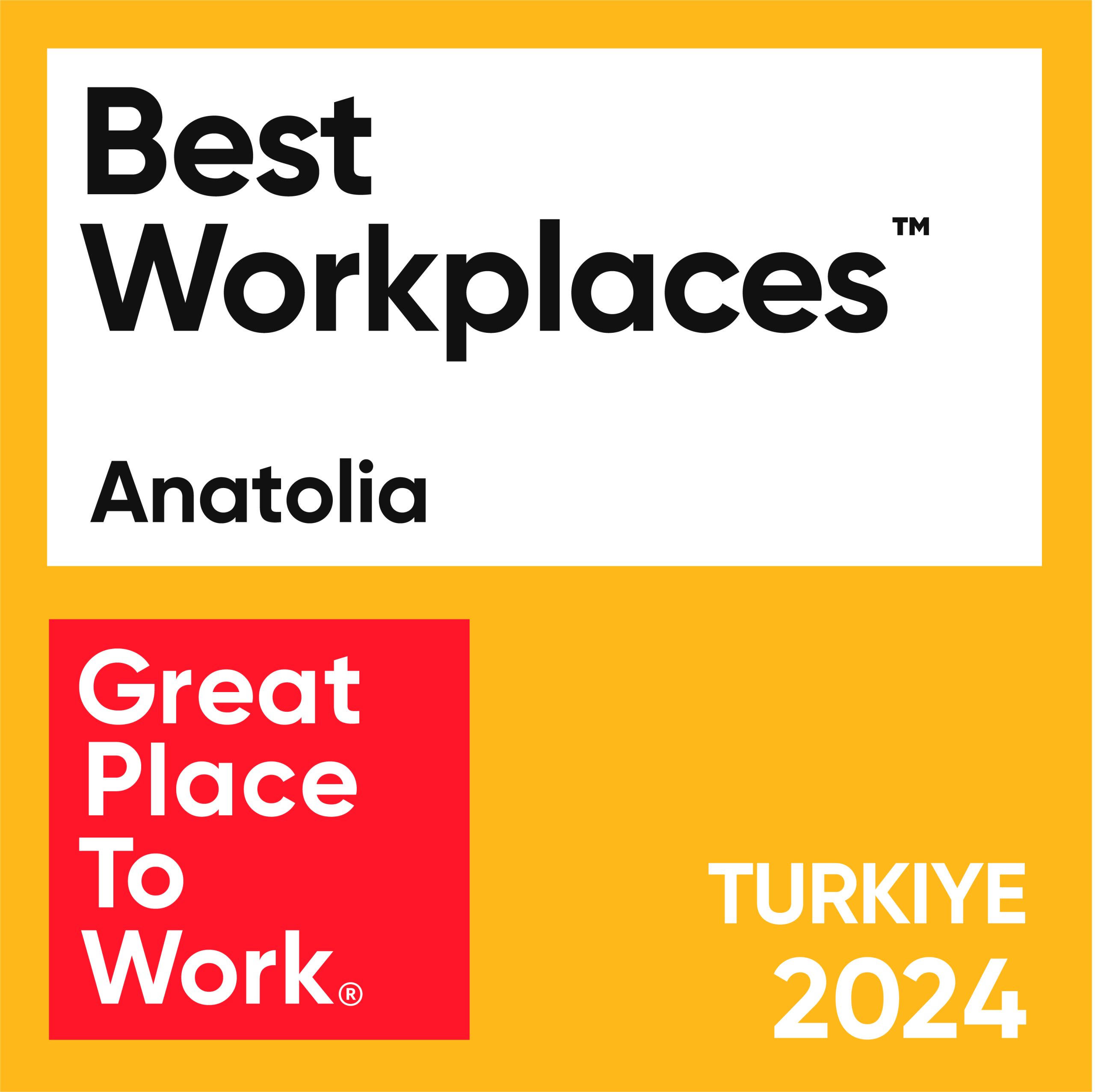 Great Place To Work Anadolu 2024 sertifikası